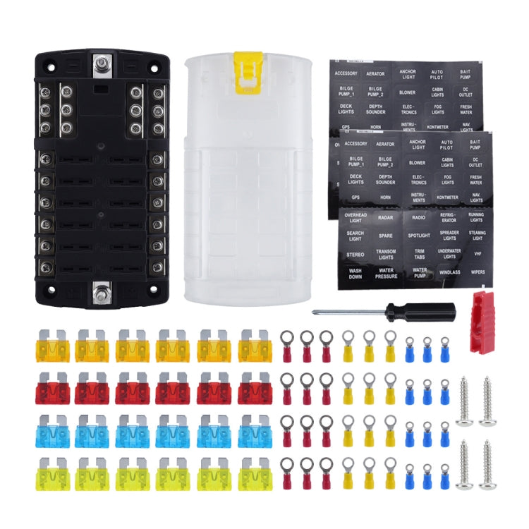 RV Yacht 12-way LED Insulated Flame-retardant Fuse Holder Box with Wire