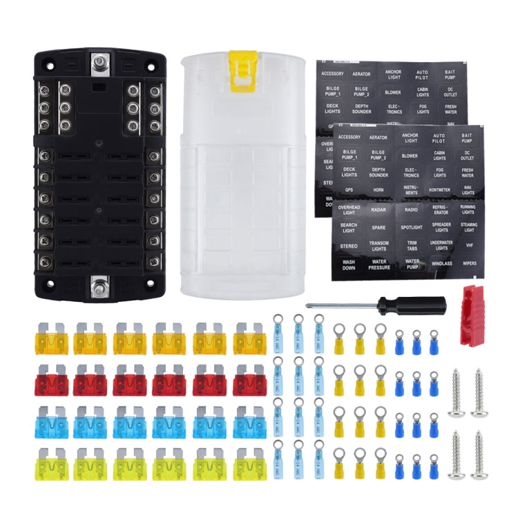 RV Yacht 12-way LED Insulated Flame-retardant Fuse Holder Box with Wire