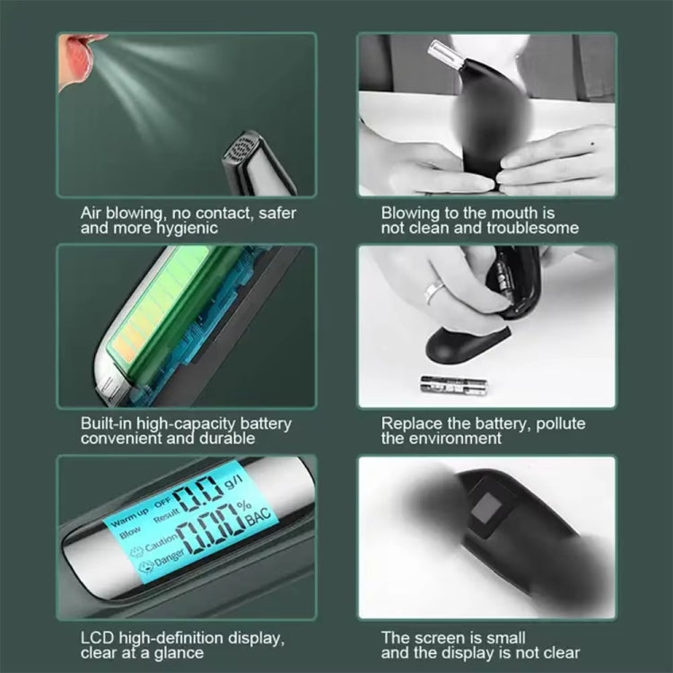 High-Precision Portable Alcohol Tester Rechargeable Breathalyzer With LCD Display