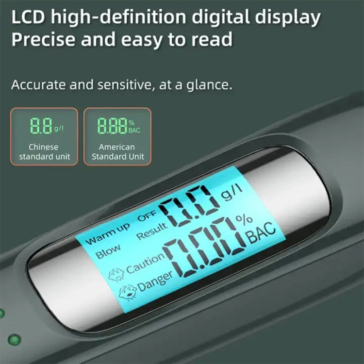 High-Precision Portable Alcohol Tester Rechargeable Breathalyzer With LCD Display