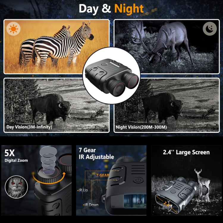 2.4-Inch Screen 5X Zoom HD 1080P Binocular Infrared Night Vision Device