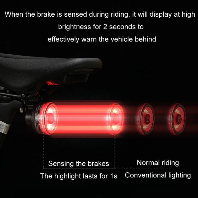 Round Bicycle Intelligent Induction Brake Taillight Night Riding Warning Light