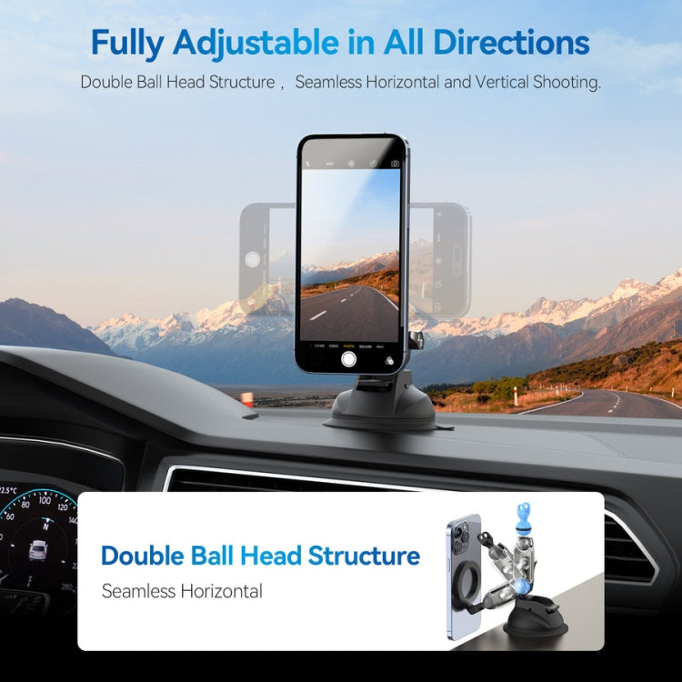 TELESIN Magnetic Suction Car Phone Mount 360 Degree Rotation Phone Holder