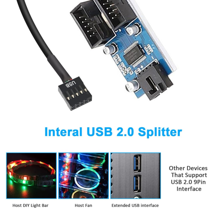 Motherboard 9Pin USB2.0 1 In 2 Extension Cable With Chip Support Multiple Interface For Shared Use