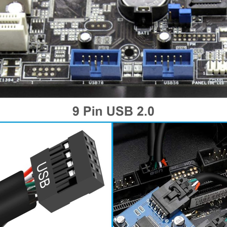 Motherboard 9Pin USB2.0 1 In 2 Extension Cable With Chip Support Multiple Interface For Shared Use