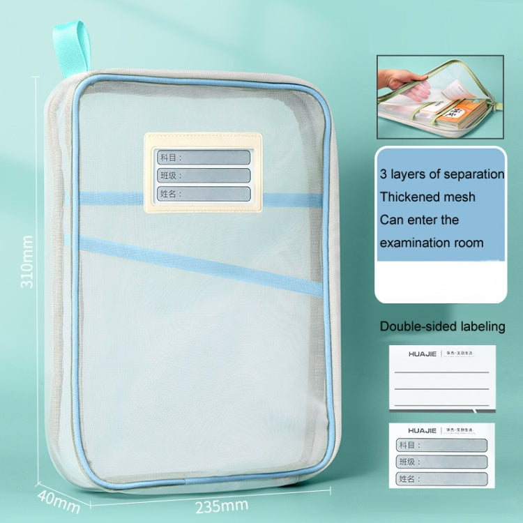 A4 Clear File Bag Student Books Stationery Storage Bag Thickened Mesh Zipper Pouch
