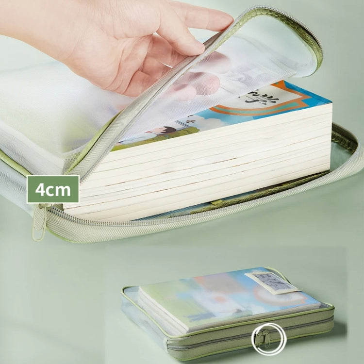 A4 Clear File Bag Student Books Stationery Storage Bag Thickened Mesh Zipper Pouch