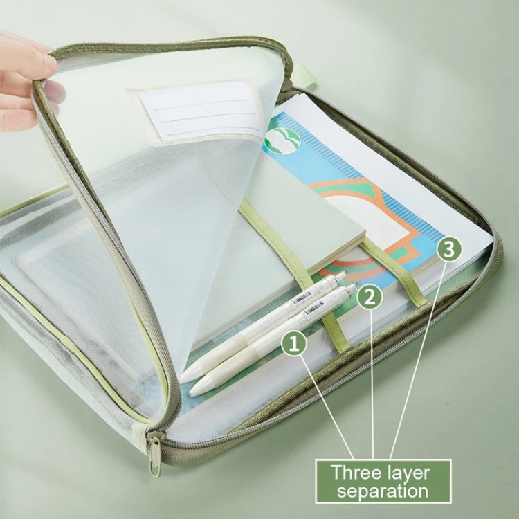 A4 Clear File Bag Student Books Stationery Storage Bag Thickened Mesh Zipper Pouch