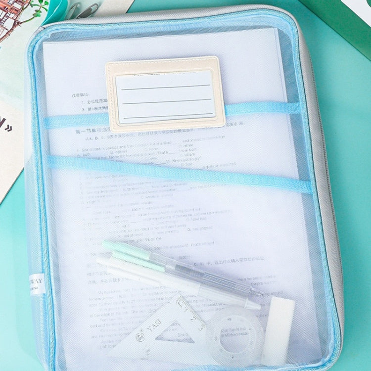 A4 Clear File Bag Student Books Stationery Storage Bag Thickened Mesh Zipper Pouch