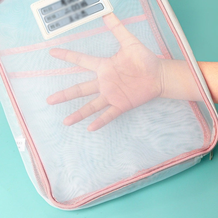 A4 Clear File Bag Student Books Stationery Storage Bag Thickened Mesh Zipper Pouch