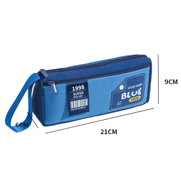 Retro Triangle Design Double-layer Handheld Pencil Case Student Stationery Bag