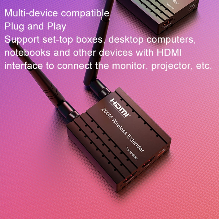 200m Wireless HDMI Extender Signal Amplifier, Transmitter+Receiver