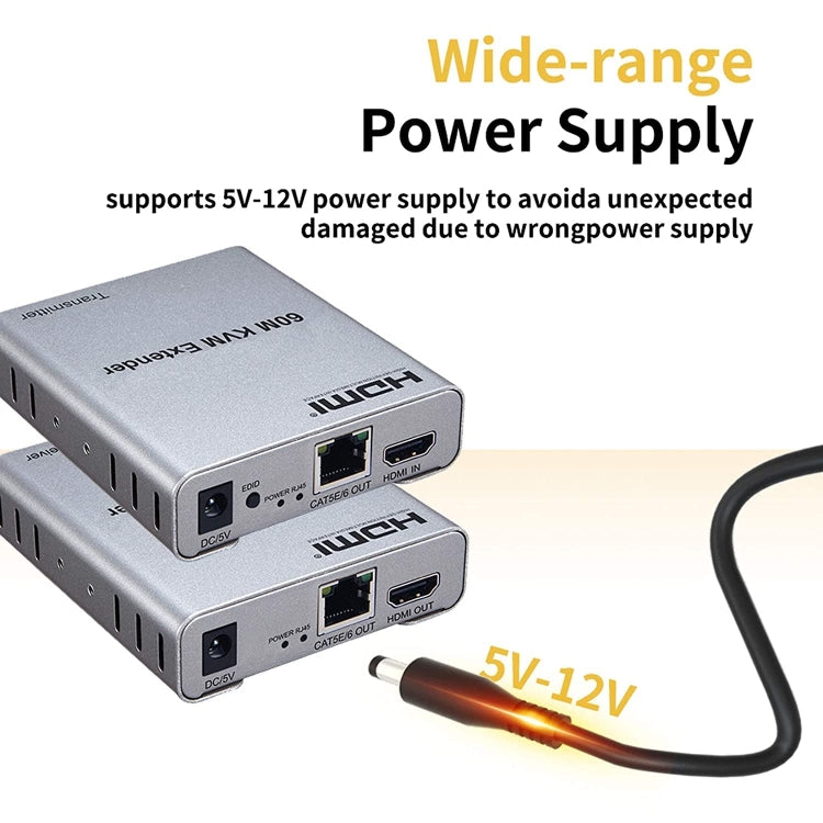 KVM 60m HDMI Network Cable Extender With Audio/Video Transmitter+Receiver, US Plug