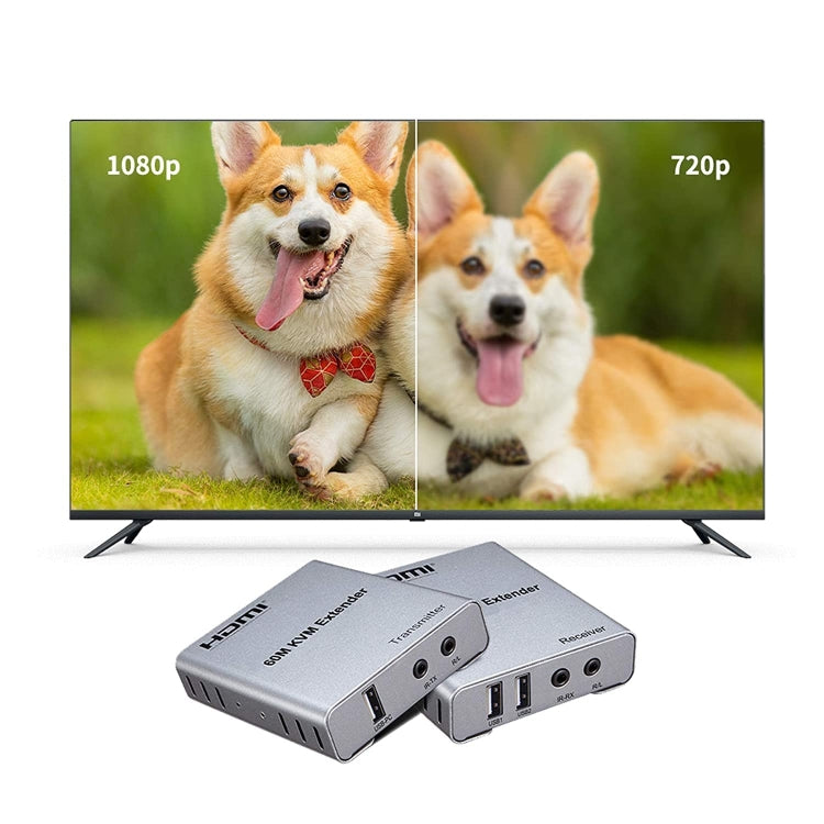 KVM 60m HDMI Network Cable Extender With Audio/Video Transmitter+Receiver, US Plug