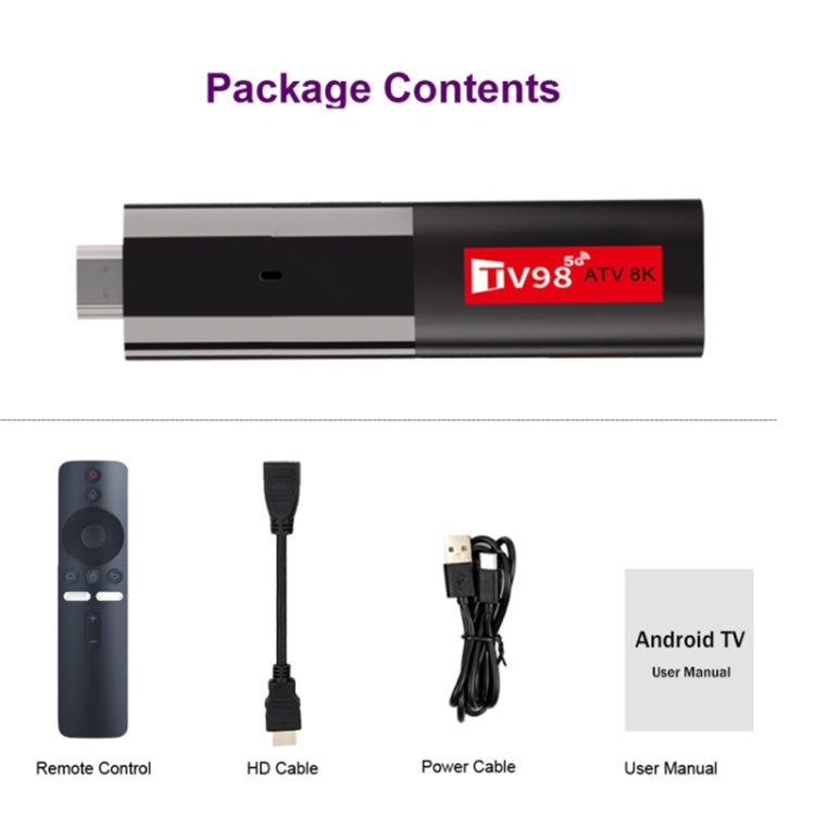 TV98 ATV 8K Allwinner H618 Android 14 2.5G+5G Dual Wifi HD Set-Top Box With Bluetooth Voice Remote Controller