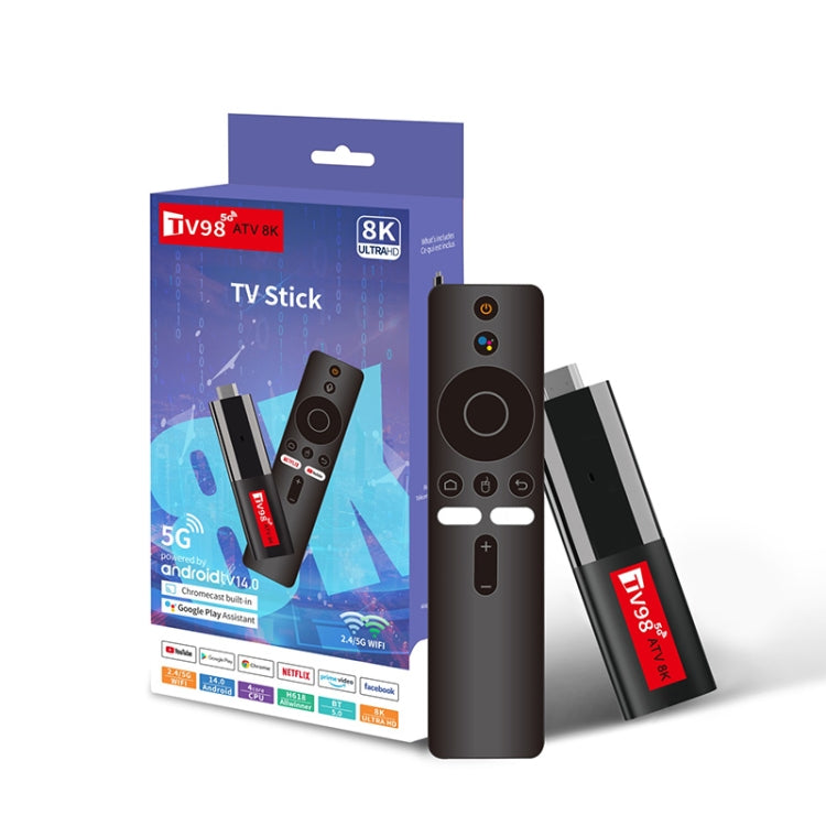 TV98 ATV 8K Allwinner H618 Android 14 2.5G+5G Dual Wifi HD Set-Top Box With Bluetooth Voice Remote Controller