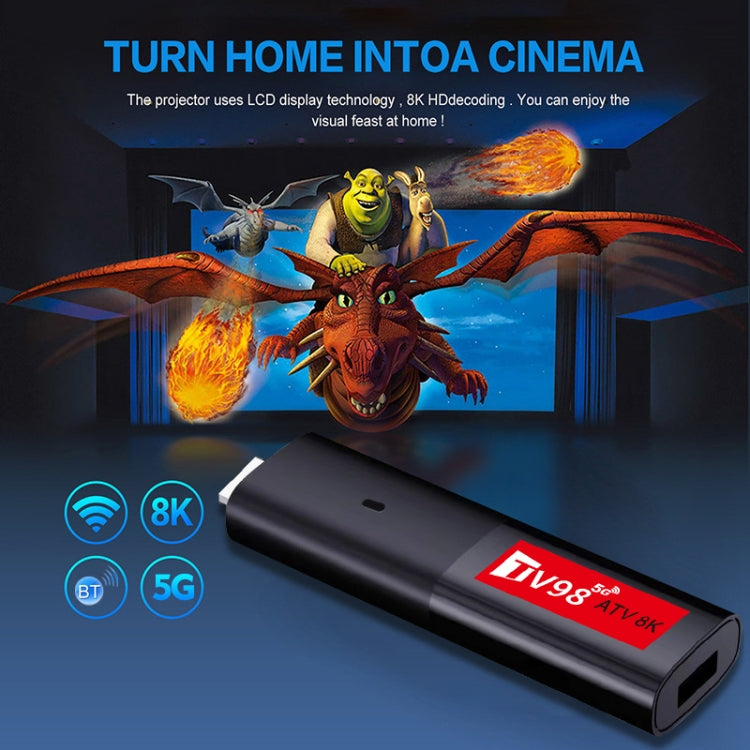 TV98 ATV 8K Allwinner H618 Android 14 2.5G+5G Dual Wifi HD Set-Top Box With Bluetooth Voice Remote Controller