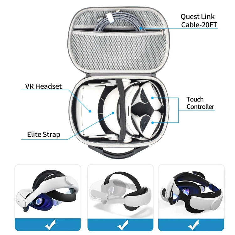 DEVASO For Meta Quest 3S / 3 / 2 / Pro / Pico 4 Large Capacity Carrying Bag Organizer Protective Case