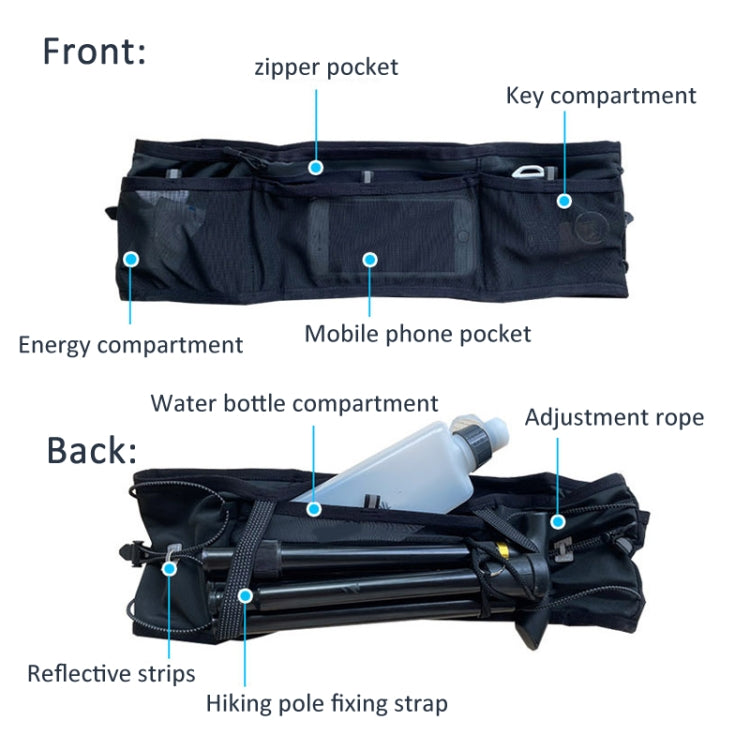 Running Sports Waist Bag Ultra-thin Breathable Belt With Trekking Pole Fixing Strap