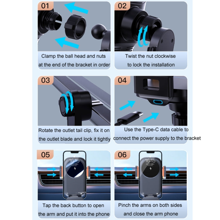 Car Wireless Charging Outlet Navigation Mobile Phone Holder