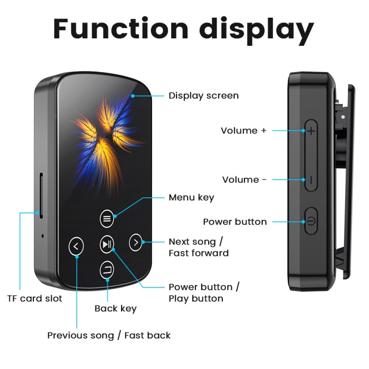 MP3 Bluetooth Music Player HIFI Sports Clip Touch Screen MP4