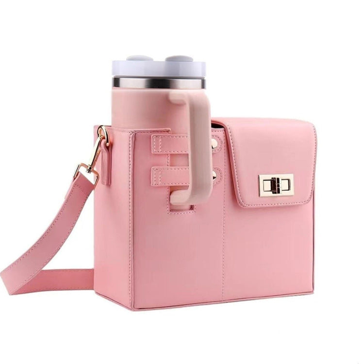 Women PU Leather Shoulder Bag Beverage Bottle Water Cup Bag For Stanley / Owala / Gatorade / Hydro Flask and Most Other Bottles