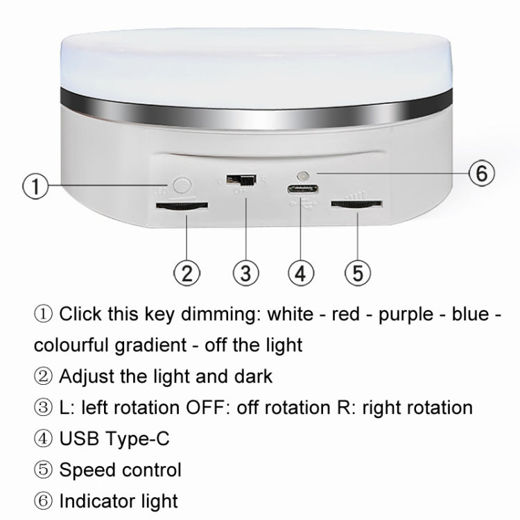 Intelligent Colourful Light Electric Speed Contro Round 360 Degree Rotating Plate Display Table
