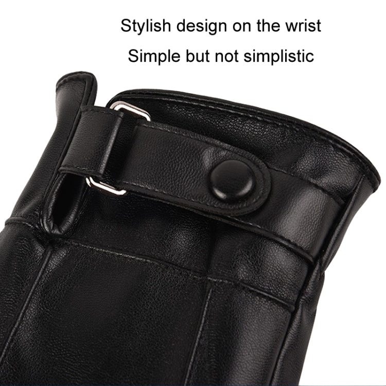 Fall Winter Men Leather Gloves PU Velvet Warm Riding Driving Touchscreen Gloves