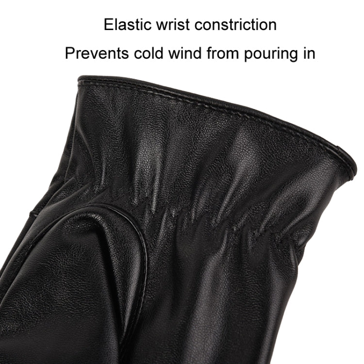 Fall Winter Men Leather Gloves PU Velvet Warm Riding Driving Touchscreen Gloves