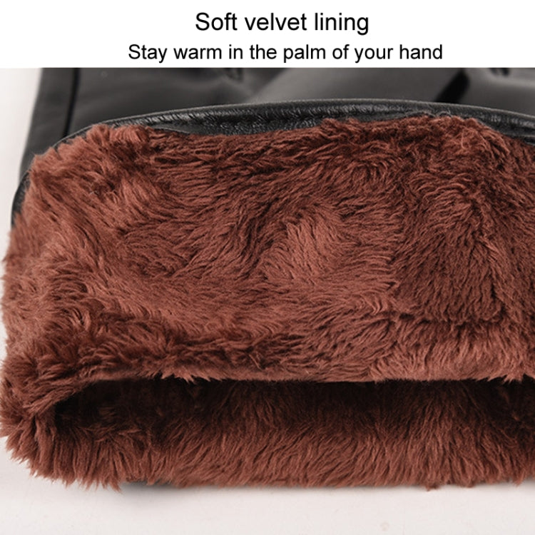 Fall Winter Men Leather Gloves PU Velvet Warm Riding Driving Touchscreen Gloves