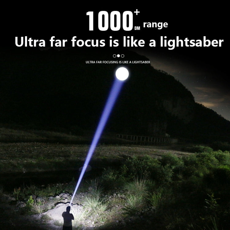 White Laser Wick LCD Digital Display Strong Light Rechargeable Portable LED Flashlight