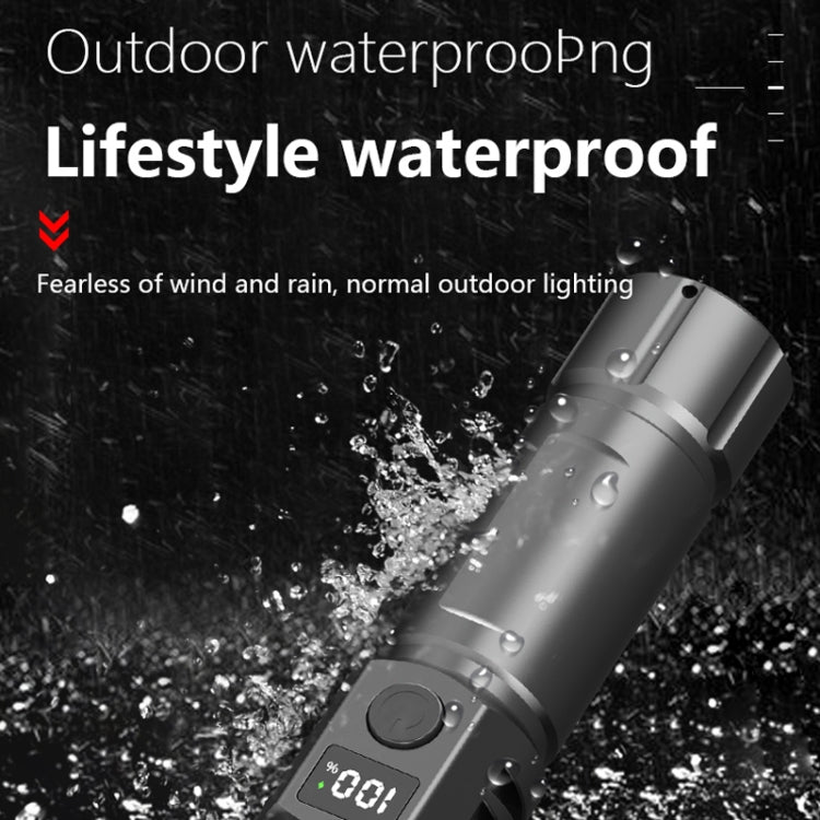 White Laser Wick LCD Digital Display Strong Light Rechargeable Portable LED Flashlight