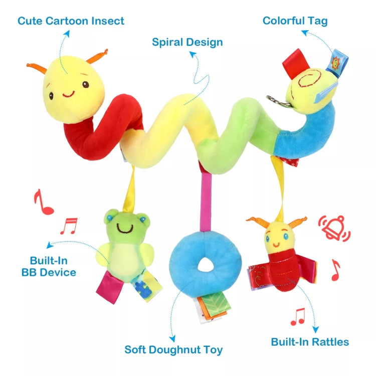 Baby Caterpillar Cot Spiral Toy Cartoon Animal Baby With Rattle Bee Pram Hanging Soothing Toy