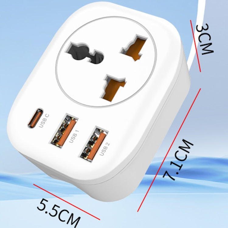 Universal Converter Plug 2USB+Type-C Smart Converter Socket