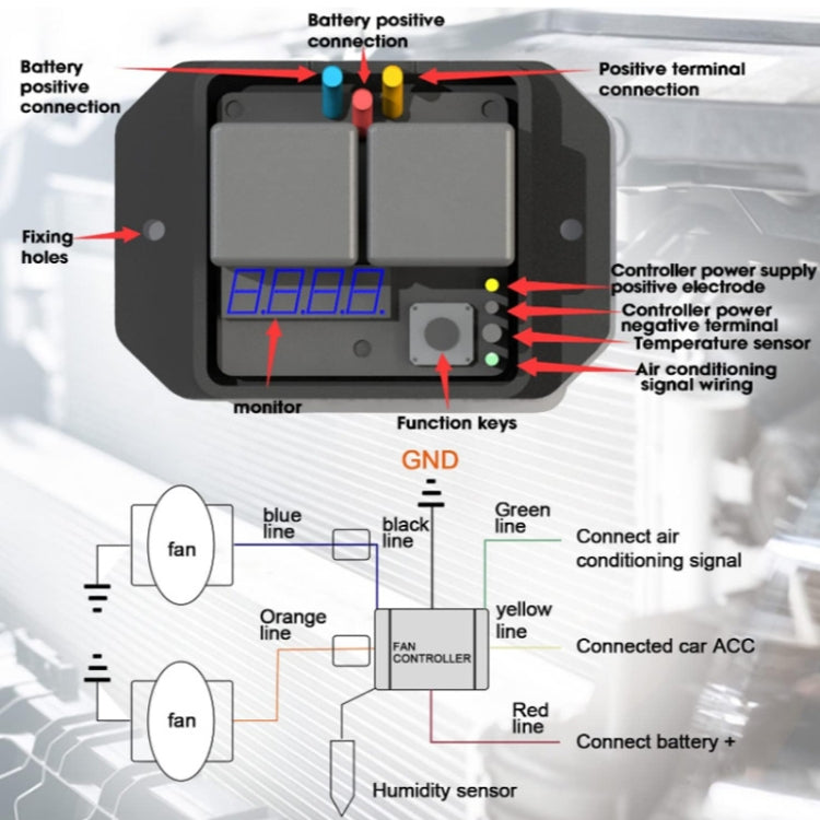 Digital Radiator Fan Controller Switch Automotive Fan Wiring Harness