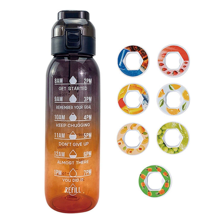 1000ml Large Capacity Fruity Water Bottle With 7 Flavor Rings Straw Drinking Cup Tritan Flavored Water Mug