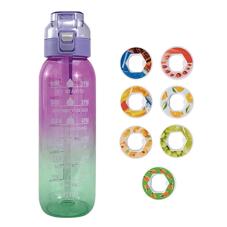 1000ml Large Capacity Fruity Water Bottle With 7 Flavor Rings Straw Drinking Cup Tritan Flavored Water Mug