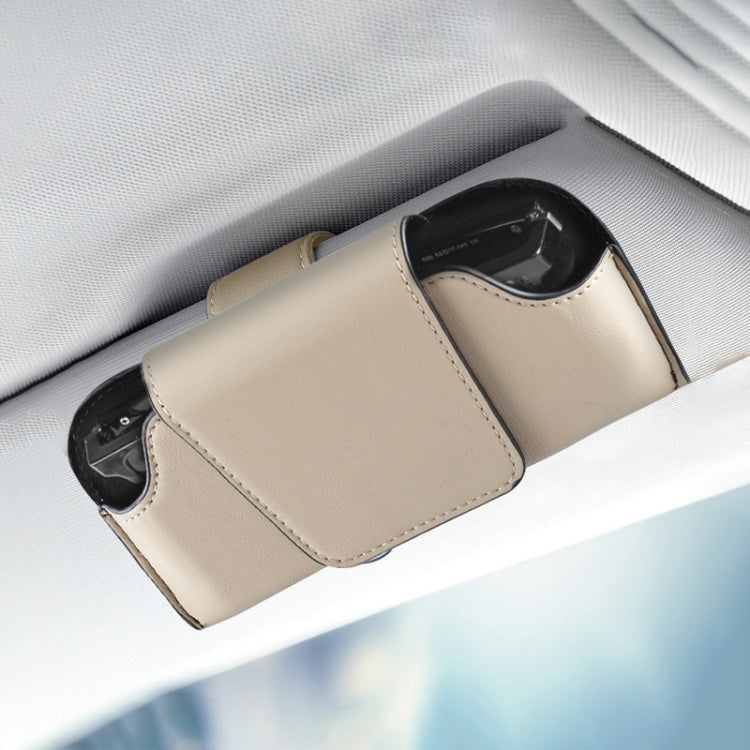 Car Eyeglasses Case Sun Visor Back Clip Sunglasses Organizer Multi-function Leather Sunglasses Clip