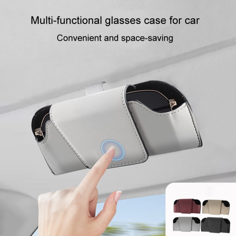 Car Eyeglasses Case Sun Visor Back Clip Sunglasses Organizer Multi-function Leather Sunglasses Clip