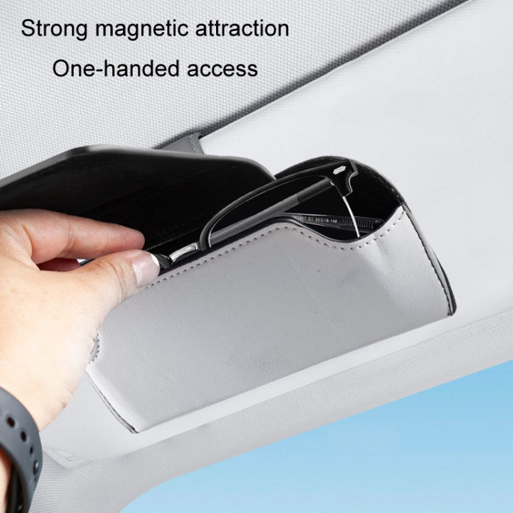 Car Eyeglasses Case Sun Visor Back Clip Sunglasses Organizer Multi-function Leather Sunglasses Clip