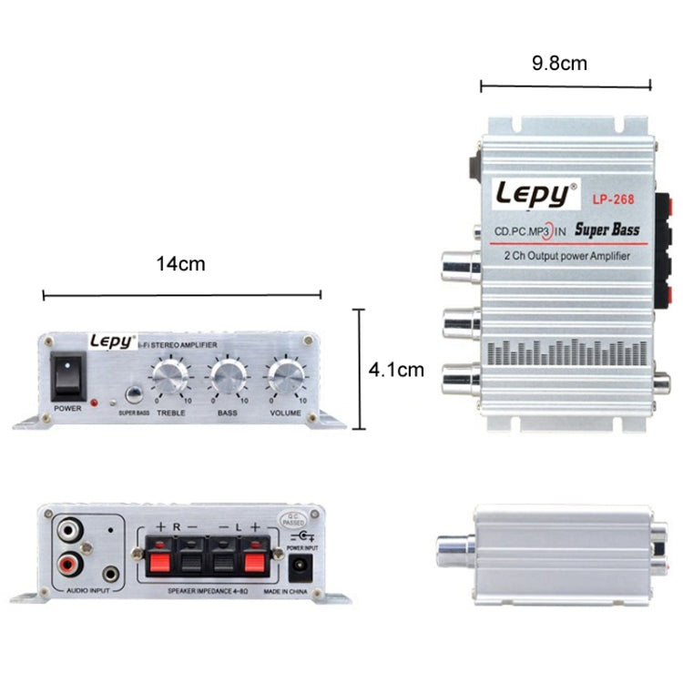 Lepy LP-268 DC12V High Fidelity Power Car/Motorcycle Amplifier