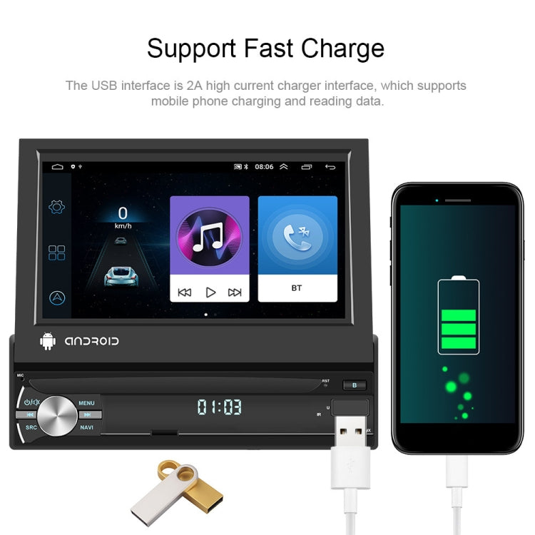 7-Inch Single Din Android 10.0 Carplay Screen With GPS Navigation/Bluetooth/Mirror Link/DVR Input