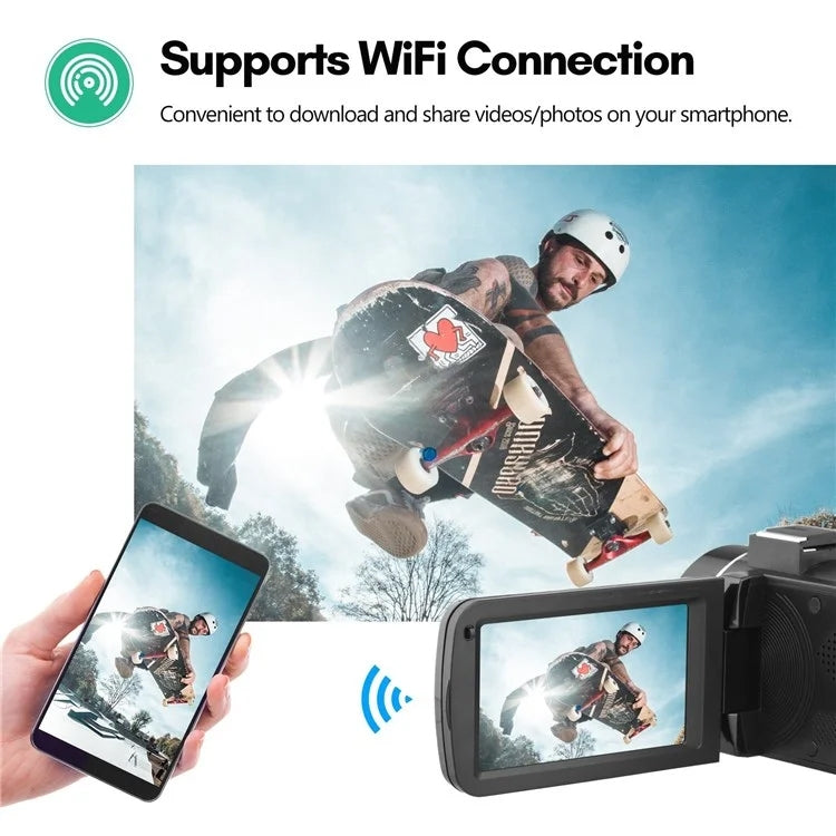 4K  Digital Video Camera 3 Inch IPS Touch Screen 56MP 18X Digital Zoom WiFi Camcorder