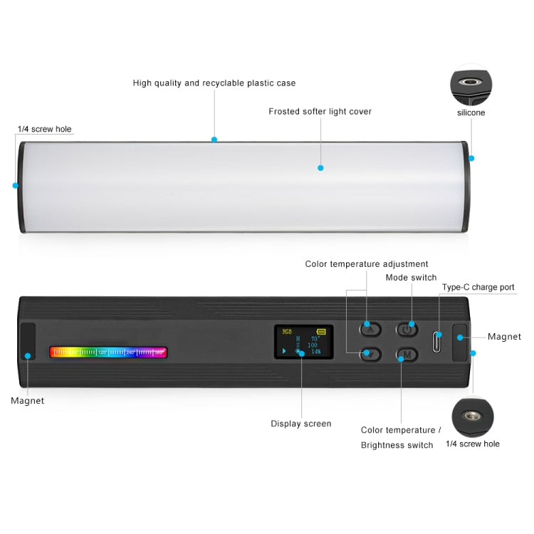 VLOGLITE Full Colorful Handheld Fill Light Stick Live Photography Ambient Light Outdoor Lighting