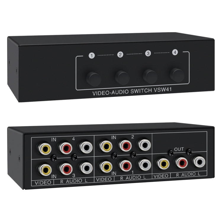 VSW41 AV 4-input 1-output RCA Lotus Interface Audio and Video Switcher