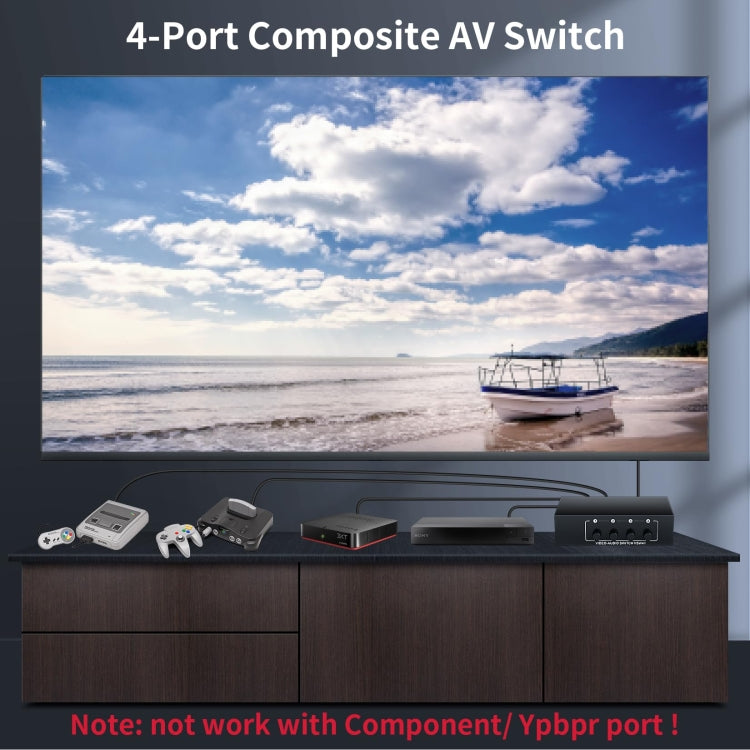 VSW41 AV 4-input 1-output RCA Lotus Interface Audio and Video Switcher