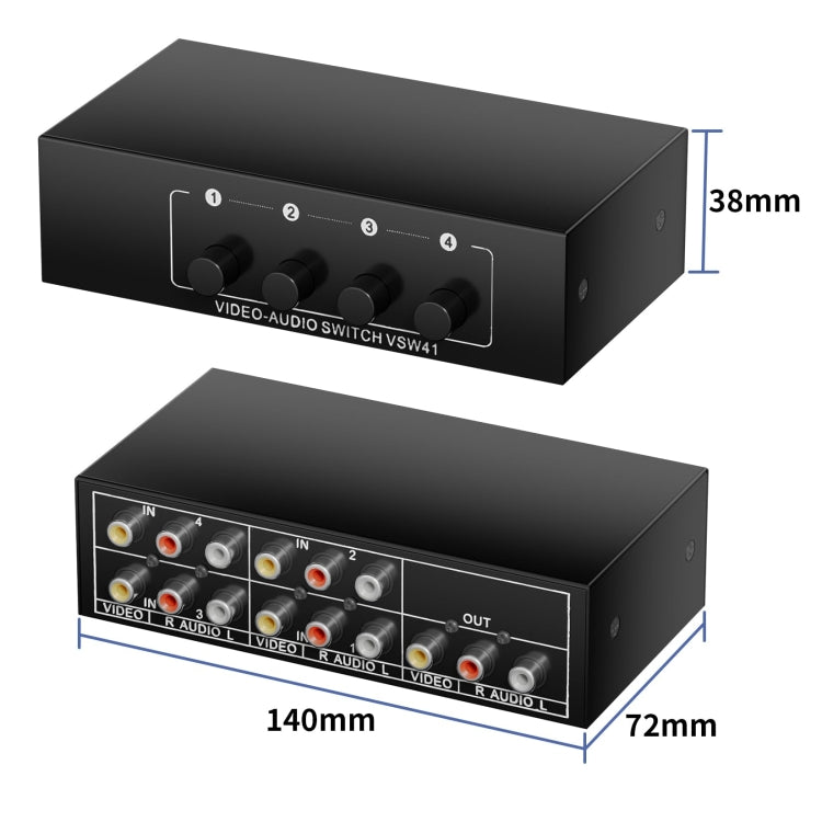 VSW41 AV 4-input 1-output RCA Lotus Interface Audio and Video Switcher