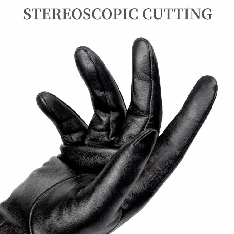 Women Sheepskin Wool Fleece Lined Windproof Warm Gloves Touchscreen Thick Snow Driving Gloves