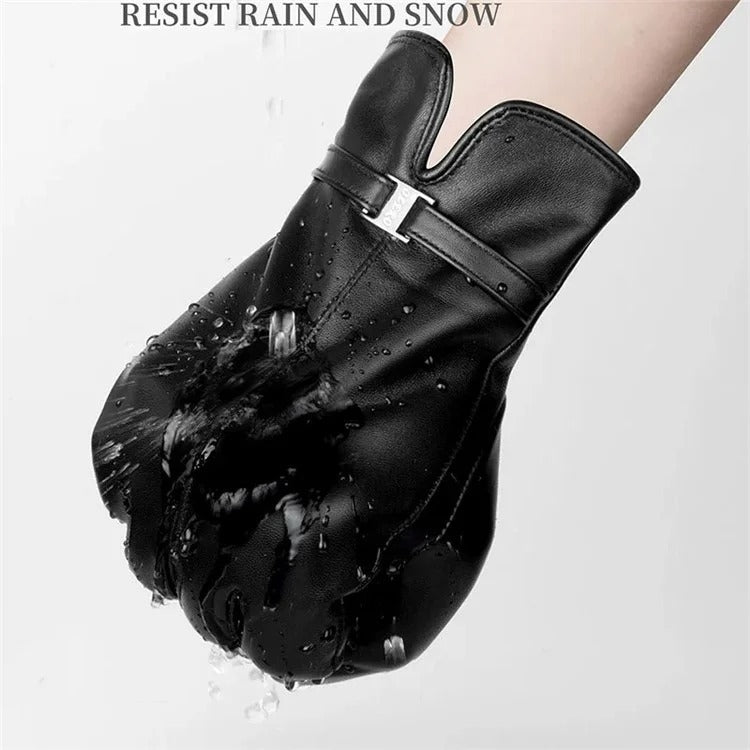Women Sheepskin Wool Fleece Lined Windproof Warm Gloves Touchscreen Thick Snow Driving Gloves