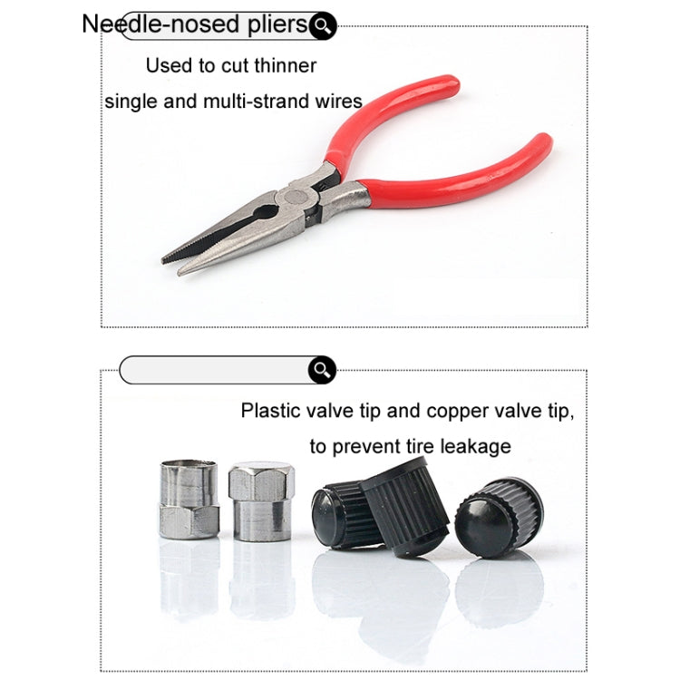 46pcs /Set Car Tubeless Tire Repair Needle Rubber Strip Valve Tip Needle-nosed Pliers Tool Set